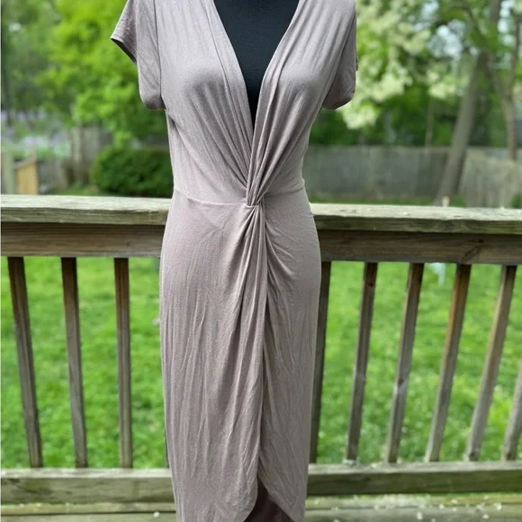 Rolla Coster taupe Ruched Midi Stretch Dress Large - Picture 7 of 7
